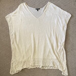 EILEEN FISHER cream linen loose-knit tunic, Sz 1X.